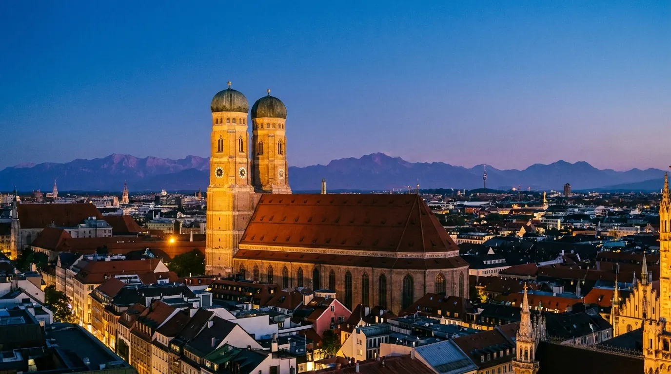 Munich skyline at dusk